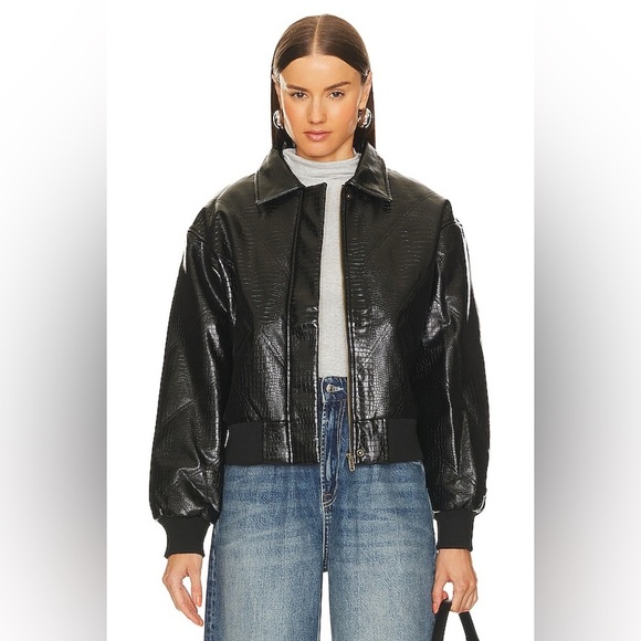 Revolve Superdown Black x bridget katrina oversized jacket SZ Large Faux Leather - Picture 1 of 15